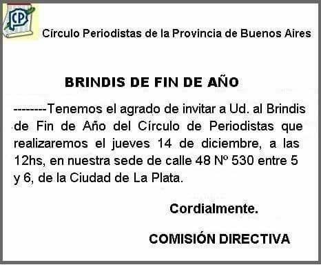 Los esperamos para el brindis de fin de año