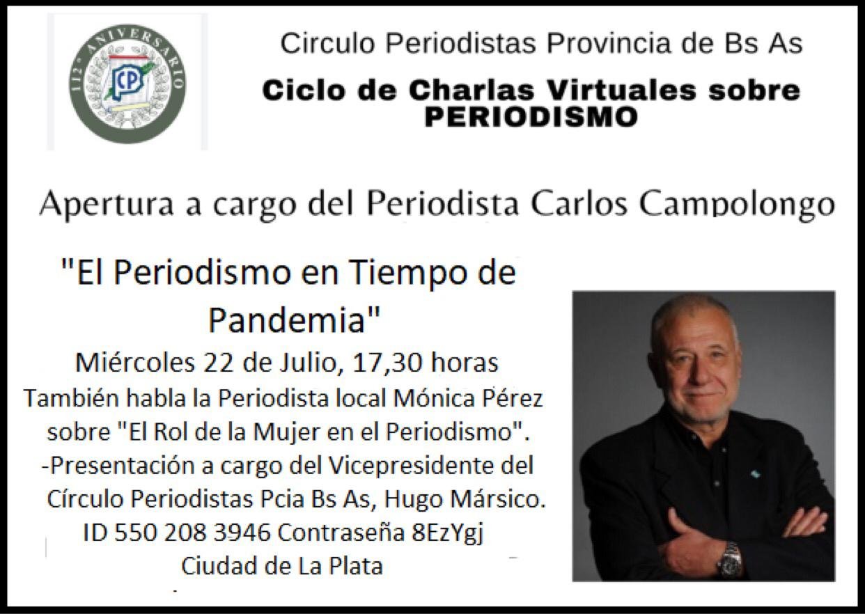 El Círculo de Periodistas comienza con un Ciclo de Charlas Virtuales