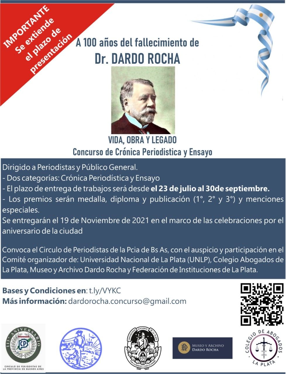 Concurso de Crónica Periodística y Ensayo sobre el Dr Dardo Rocha a 100 años de su fallecimiento
