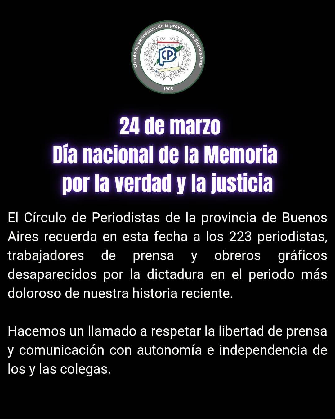 Día Nacional de la Memoria por la verdad y la justicia